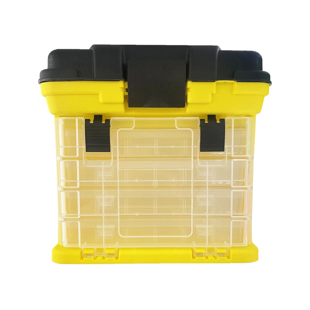 4-lagige Angelgerät-Box mit Verriegelungsclip für Angelköder und Zubehör, Nagelbox, tragbare Werkzeugtruhe, grau