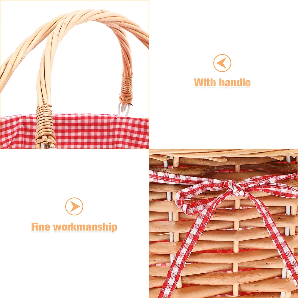 

Large Wicker Foldable Outdoor Storage For Camping Travel Rustic Picnic Basket With Stuffed Animal Fruit Basket