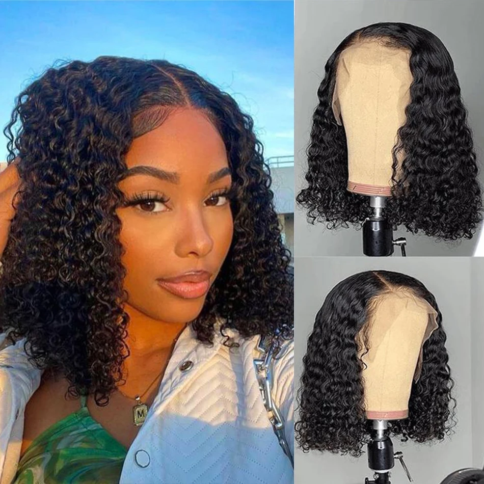 

Mongolian Kinky Curly Wig Short Curly Bob Human Hair Wigs 13x4 Lace Frontal Brazilian Wig Short Cut Curly Wigs Human Hairs Women