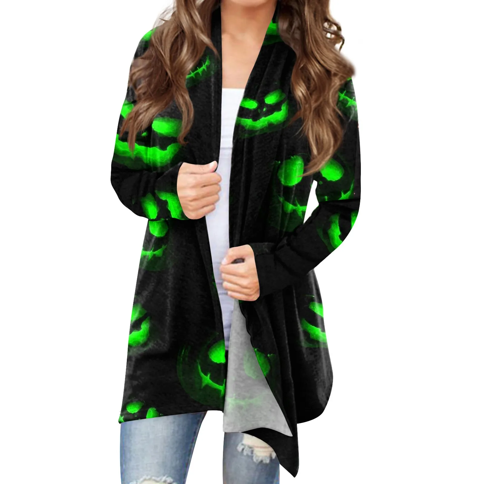 Topy Dla Kobiet Moda Damska Casual Printed Mid-Length Cardigan Jacket Roupas Feminina Roupa Feminina Traf 2024 Mujer топ Y2k