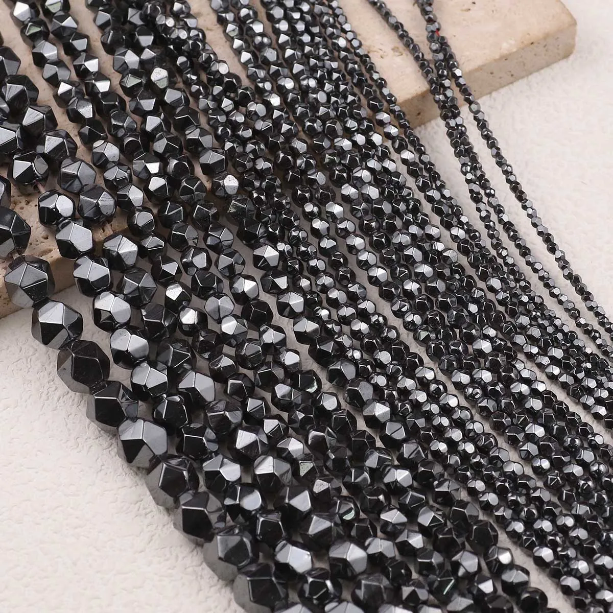2/3/4//10mm schwarzer Hämatit Naturstein facettiert runde Abstands halter lose Perlen für DIY hand gefertigten Schmuck Herstellung Halsketten Armbänder
