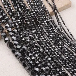 2/3/4/6/8/10mm Black Hematite Natural Stone Faceted Round Spacer Loose Beads For Diy Handmade Jewelry Making Necklaces Bracelets