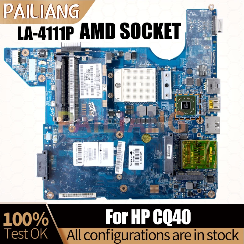 Imagem -02 - Placa-mãe do Portátil para hp Cq40 La4111p Mainboard 510567001 Amd Socket Completo Testado