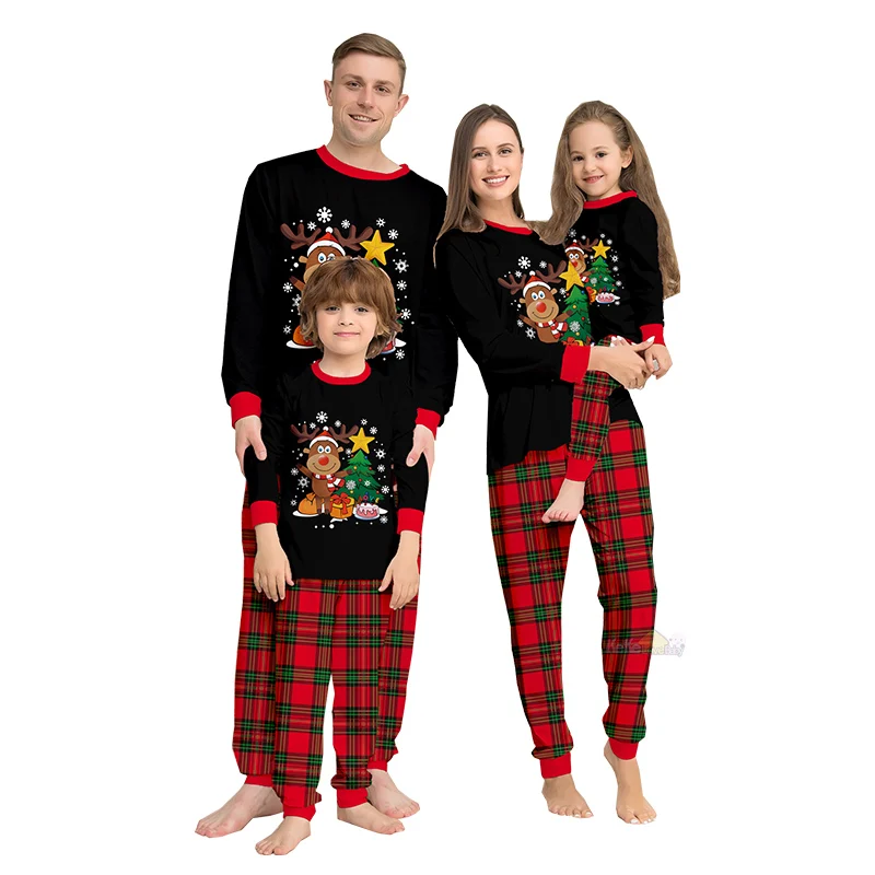 2025 Christmas Pajamas Family Outfit Matching Adult Kids News Xmas Pyjamas Clothes Set Baby Rompers Casual Sleepwear Family Look