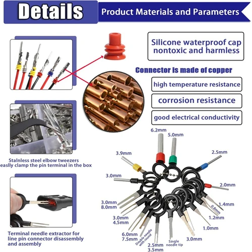 Imagen 2 del producto Kit de conectores de clavija de Terminal AASS, pines de conector eléctrico de coche, enchufe no aislado, pin de Terminal de cable de engarce macho hembra