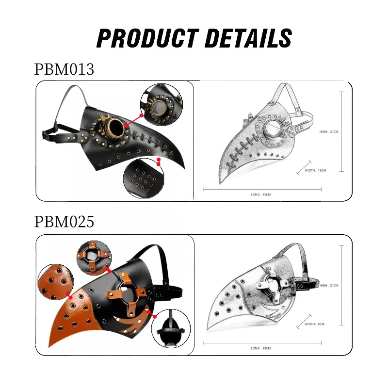 صنم هود مع فريدة من نوعها الرجعية Steampunk مبالغ فيها قناع الطيور الأنف الطويل للكبار تأثيري هالوين ملابس تنكرية للحفلات الجنس لعب #5