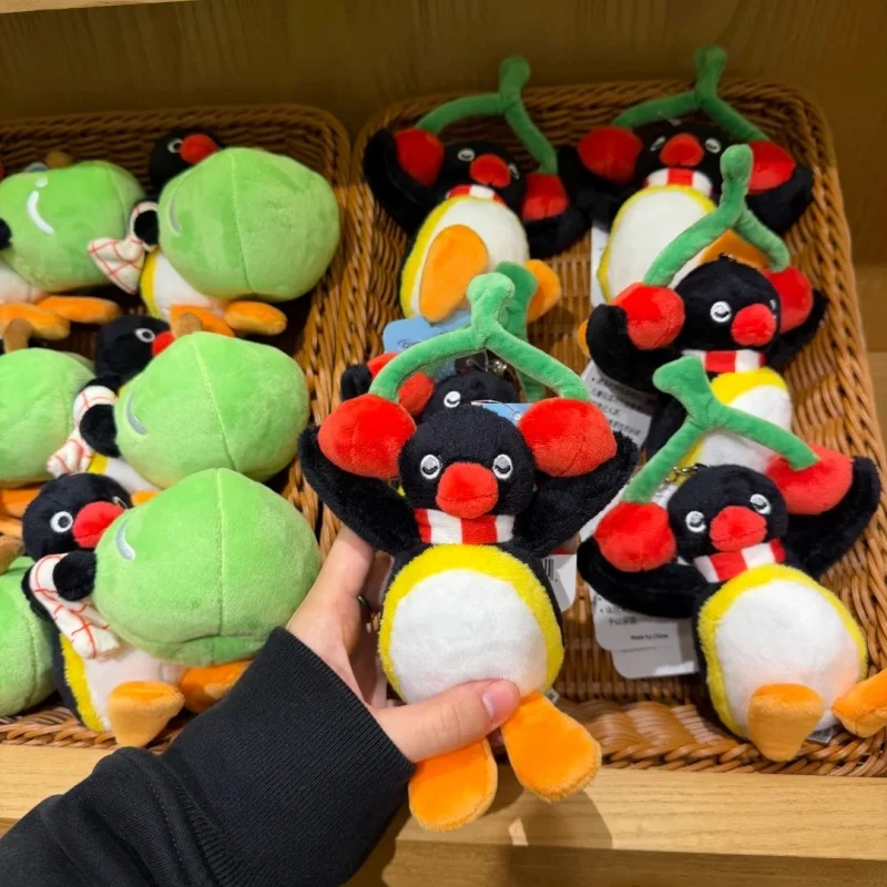 Novo genuíno pingu brinquedo de pelúcia pinguim criativo série frutas brinquedo pinguim brinquedo de pelúcia cereja escuta chaveiro de pelúcia presente crianças brinquedo