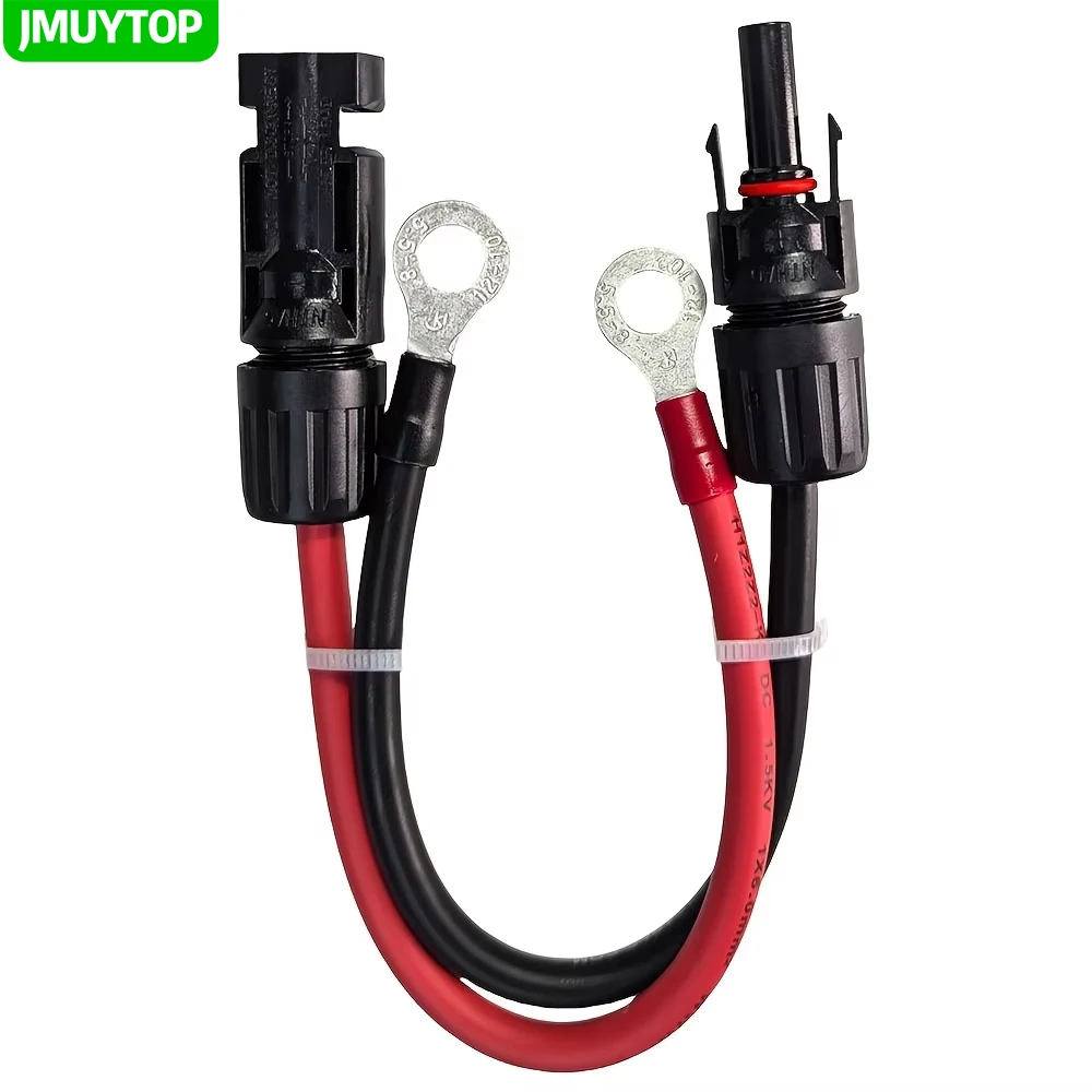 JMUYTOP 10AWG solar Panel Connector Cable to O Ring Terminal For solar panel Generators Inverters Battery RV 9.8in/0.8FT