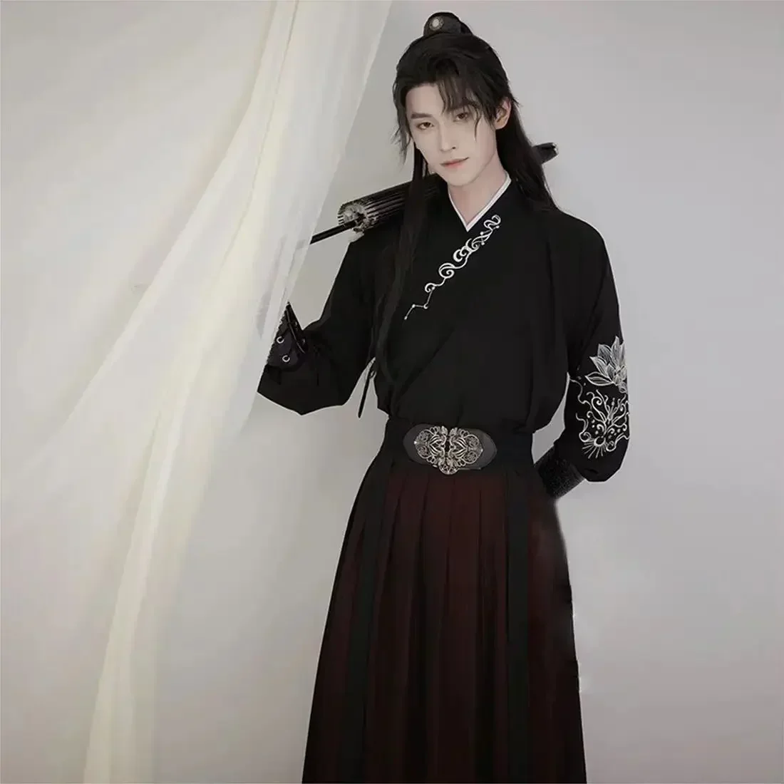 

Chinese silk robe ancient knight hanfu men women aldult Kimono Swordsman hanfu Traditional Vintage Ethnic cosplay Dance Costume
