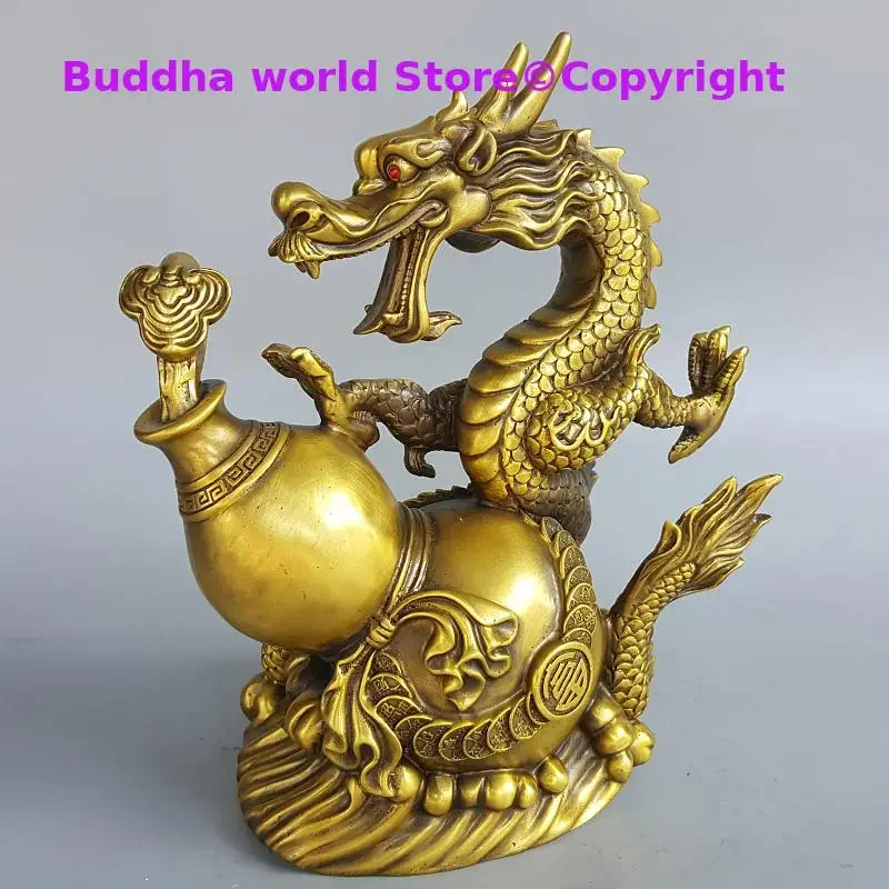 آسيا المنزل جلب الثروة المال حظا سعيدا التنين الملكي RU YI تمثال القرع فنغ شوي تمثال شركة متجر المنزل التميمة تعويذة
