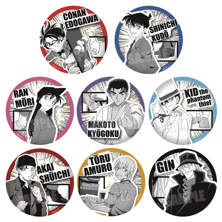 Insignia de Detective Conan, Pin de Anime Kudo Shinichi Kaito Kid Mouri Ran Gin, broche de Anime, mercancía coleccionable, Manga japonesa