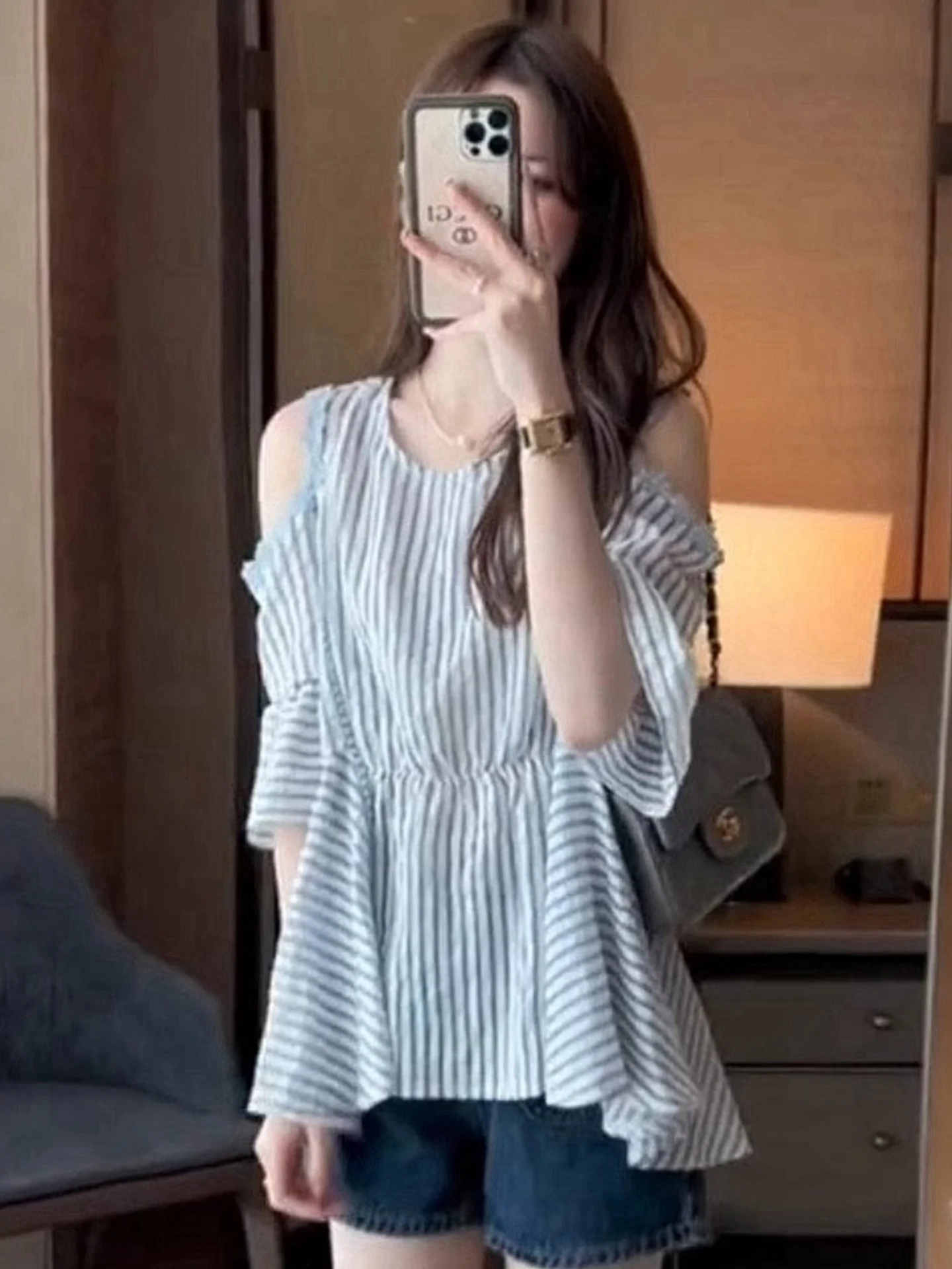 Kolorowy sweter z okrągłym dekoltem, bez rękawów, w paski, damski, modny, lekki, luksusowy, letni top.