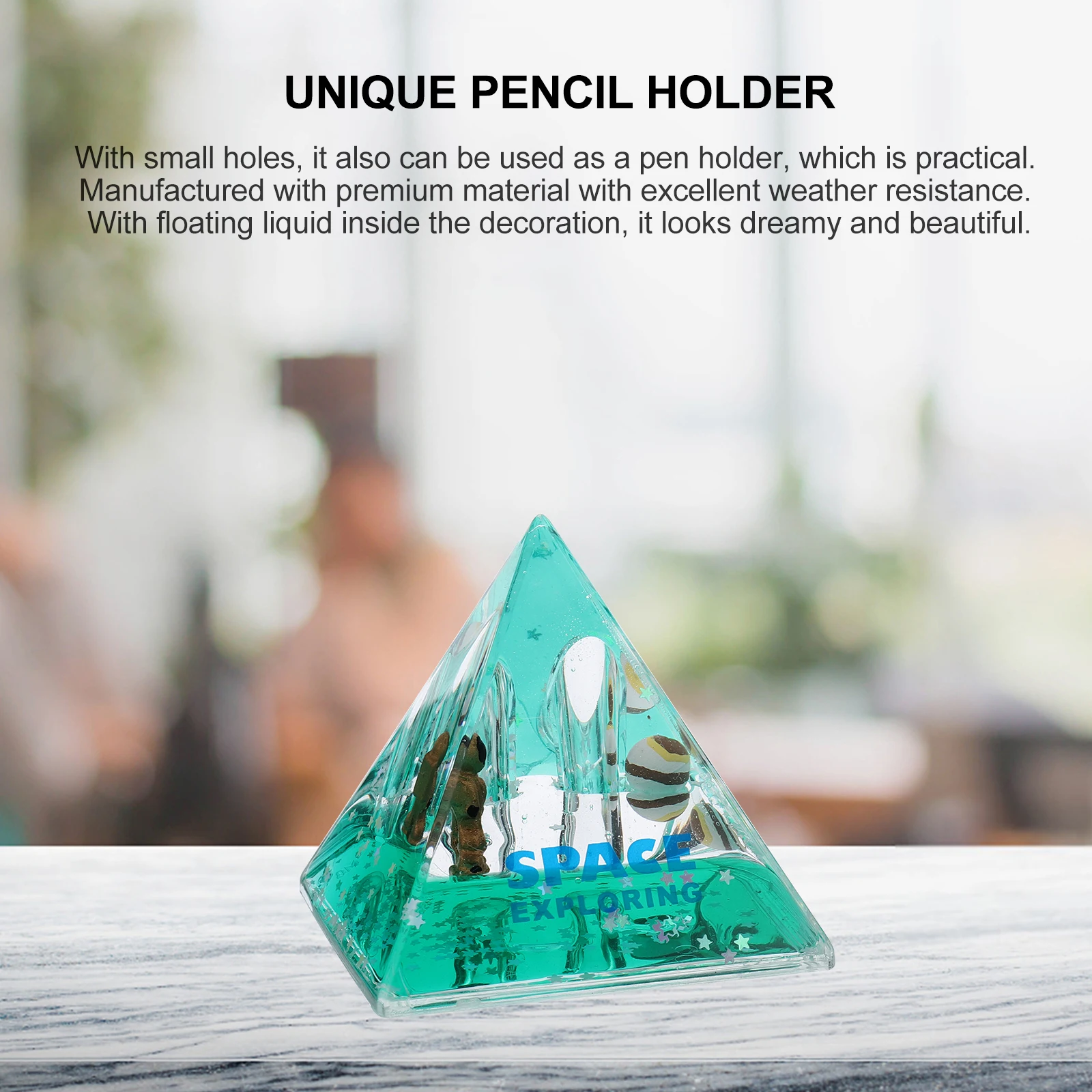 

Acrylic Astronaut Desk Ornament Exquisite Adorable Decoration Unique Pen Holder Dreamy Office Pyramid Shape Weather Resistant