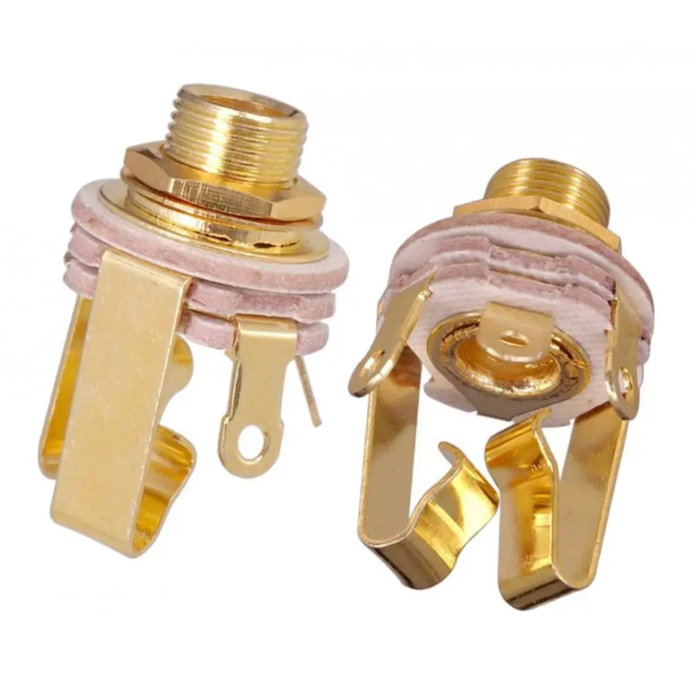 Вилка электрического бас-звукоснимателя 6,35 мм, моно латунный входной гитарный разъем, аксессуар для электрогитары и бас-гитары