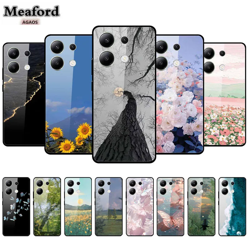 

Phone Case for Redmi Note 13 Pro+ Luxury Natural Landscape Cover for Xiaomi Redmi Note13 Pro Plus Hard Tempered Glass Back Capa