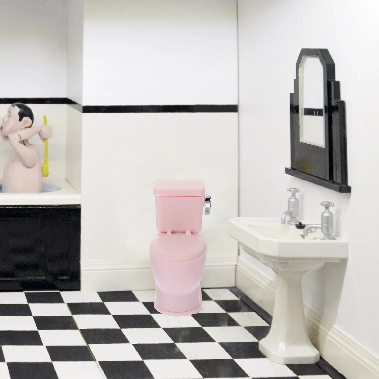 

Mini Toilet Plastic Simulation Decorative Bathroom Furniture Creative Elegant Realistic Small House Accessory Mini Toilet