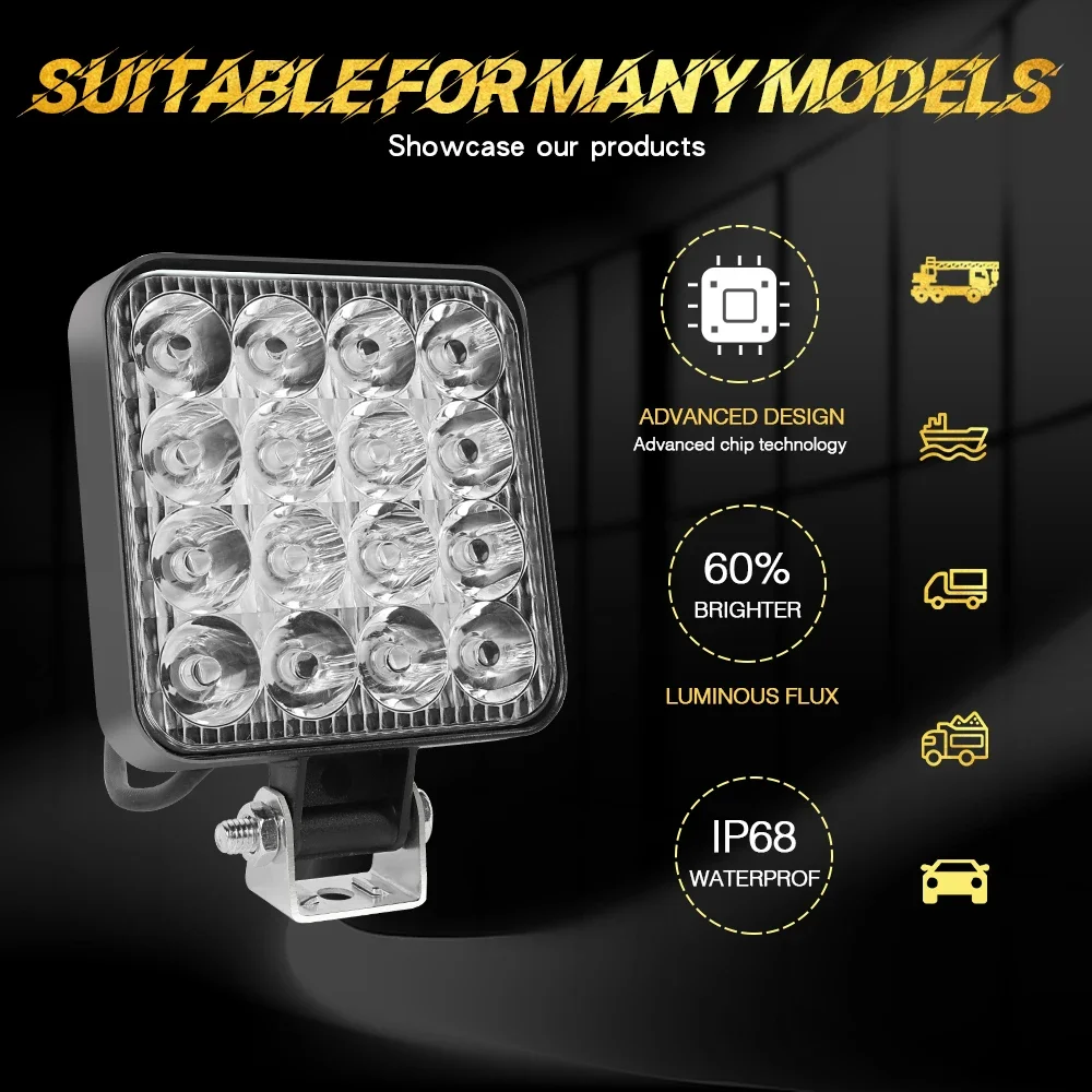 10PC LED Work Light 48W Mini LED Work Light Spotlight for Truck 4X4 Car SUV ATV Barra LED Headlights Off-Road Use 12V 24V