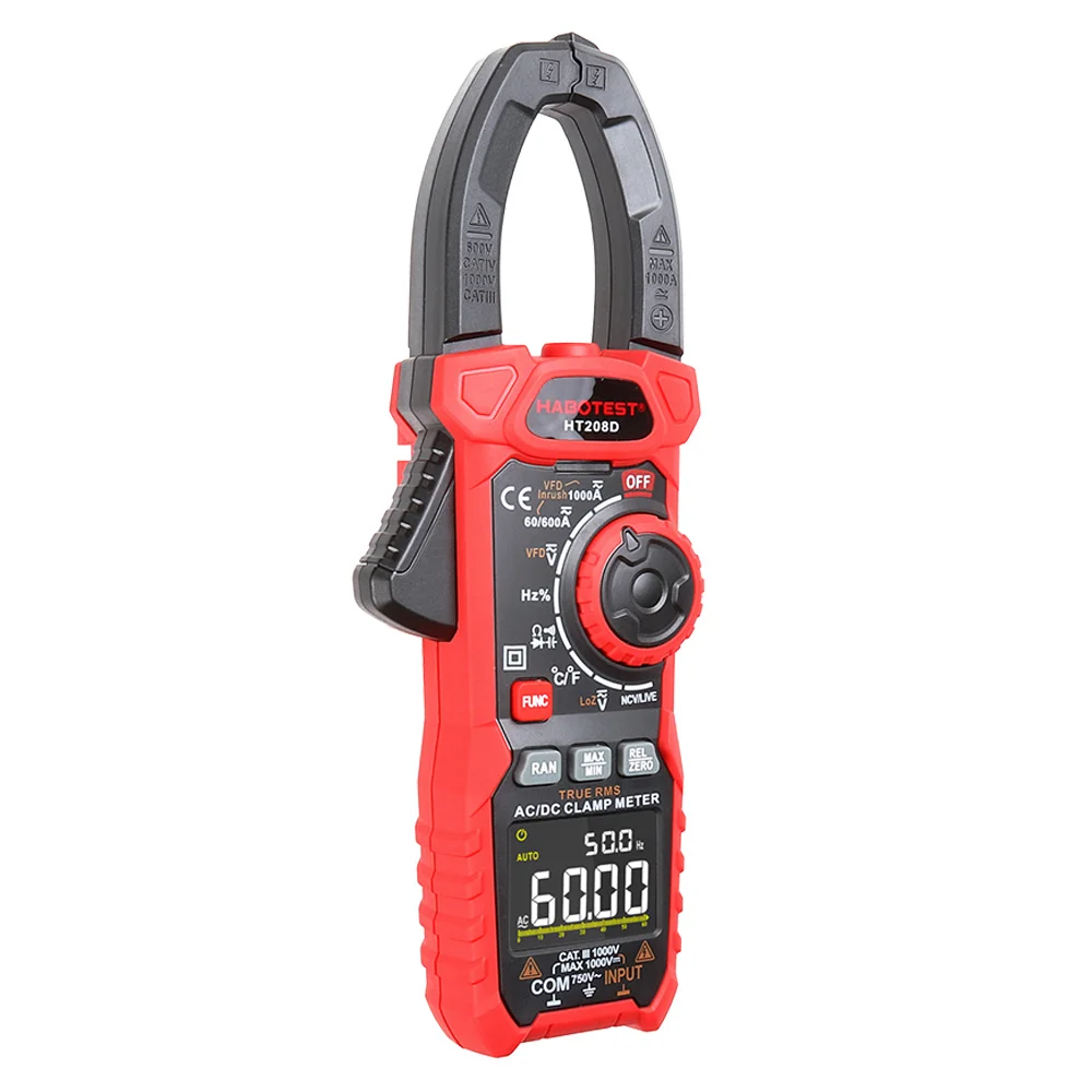 HT208D Clamp Meter Digital Multimeter Professional Current Voltage Diode Resistance Continuity Test Meter