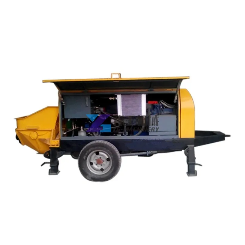 خصم 10% 40 م 3 في الساعة معدات آلة مضخات الخرسانة المثبتة على مقطورة الديزل للبيع