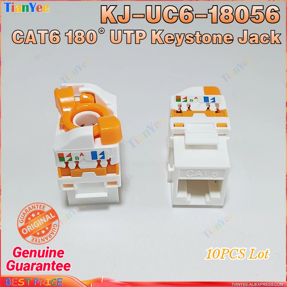 

10pcs Unshielded CAT6 UTP Keystone Jack 180° screw Style RJ45 LAN Insert Keystone Ethernet Module Gigabit UTP Tool-free Socket