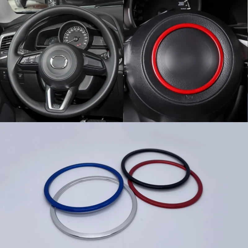 Car Steering Wheel Center Logo Circle Ring Cover Sticker for Mazda 3 6 CX3 CX-3 CX-5 CX5 CX8 CX 9 Axela 2017 2018 Accessories