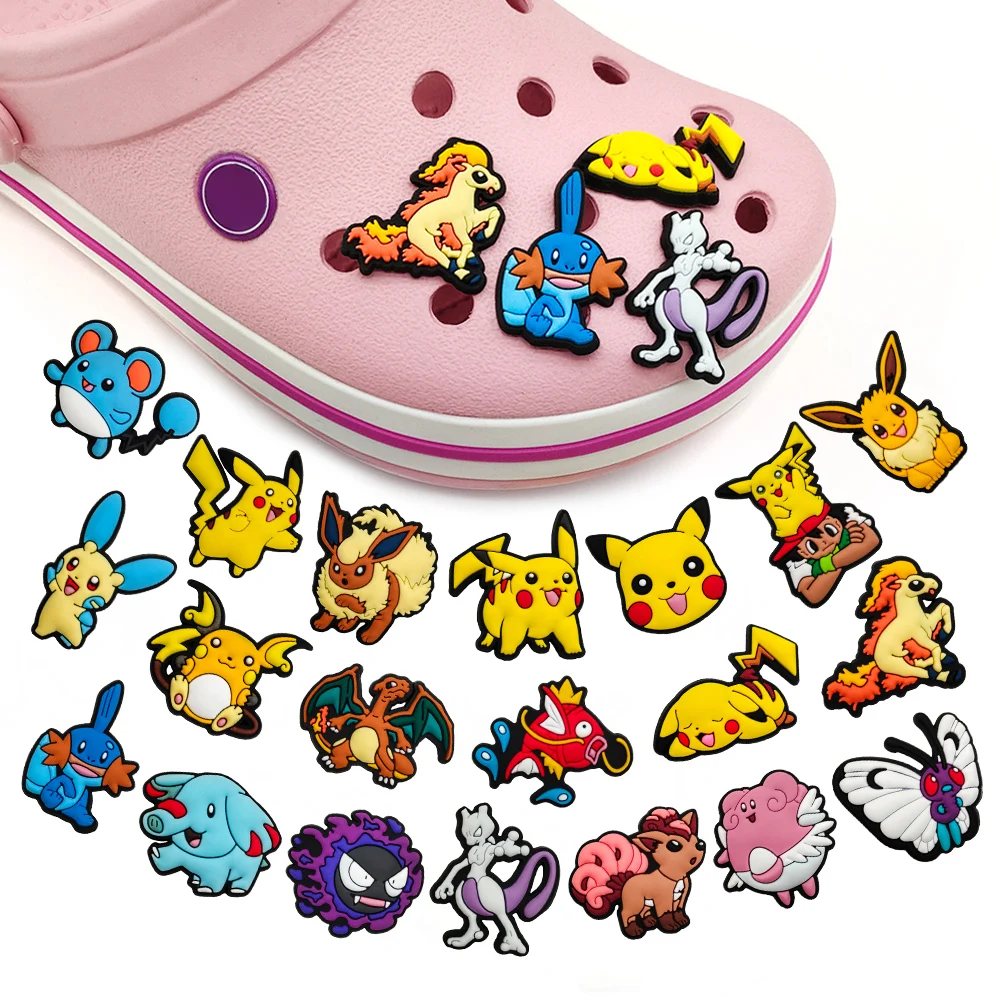 

MINISO 1PCS Cartoon Pokemon DIY Cute Animal Hot characters PVC Pikachu Shoe Charms Accessories Decorate Kids Boy Girl X-mas Gift