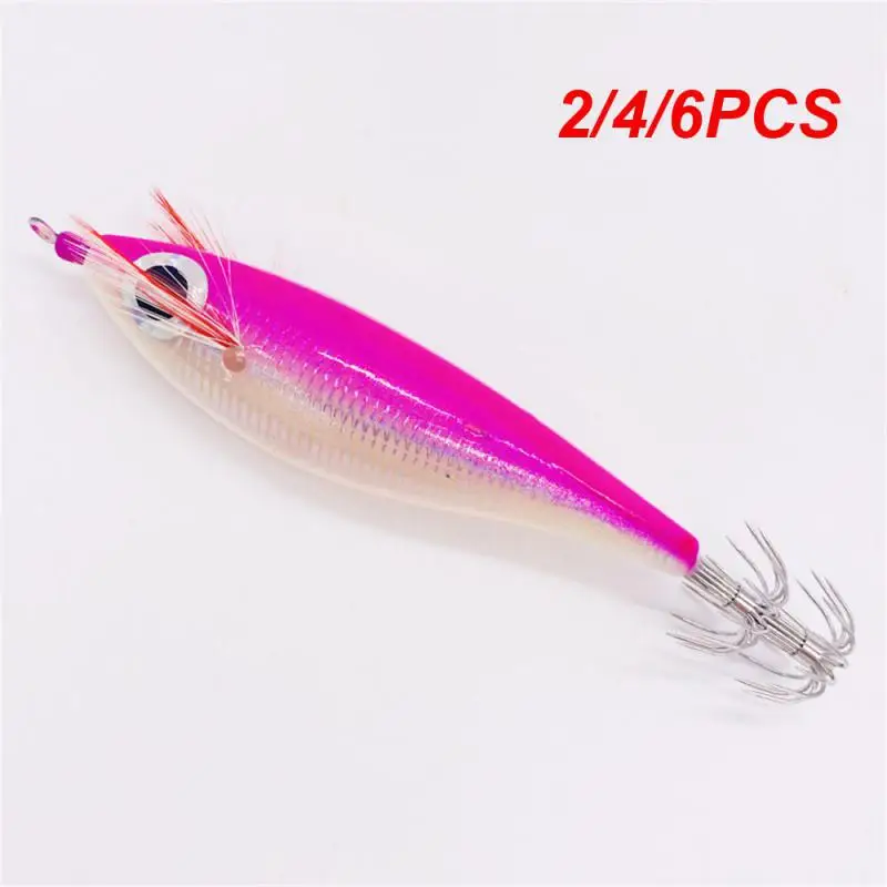 

2/4/6PCS Wood Shrimp Hooks Octopus Lure For Fishing Artificial Bait 10cm Luminous Octopus Bait Pesca Eging Squid Artificial Bait