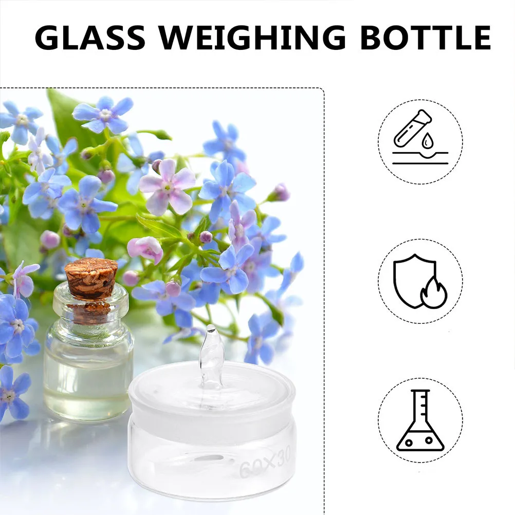 4pcs Lab Weighing Bottles - High-Quality Glass Specific Gravity Bottles with Airtight Sealing & Spill-Proof Design