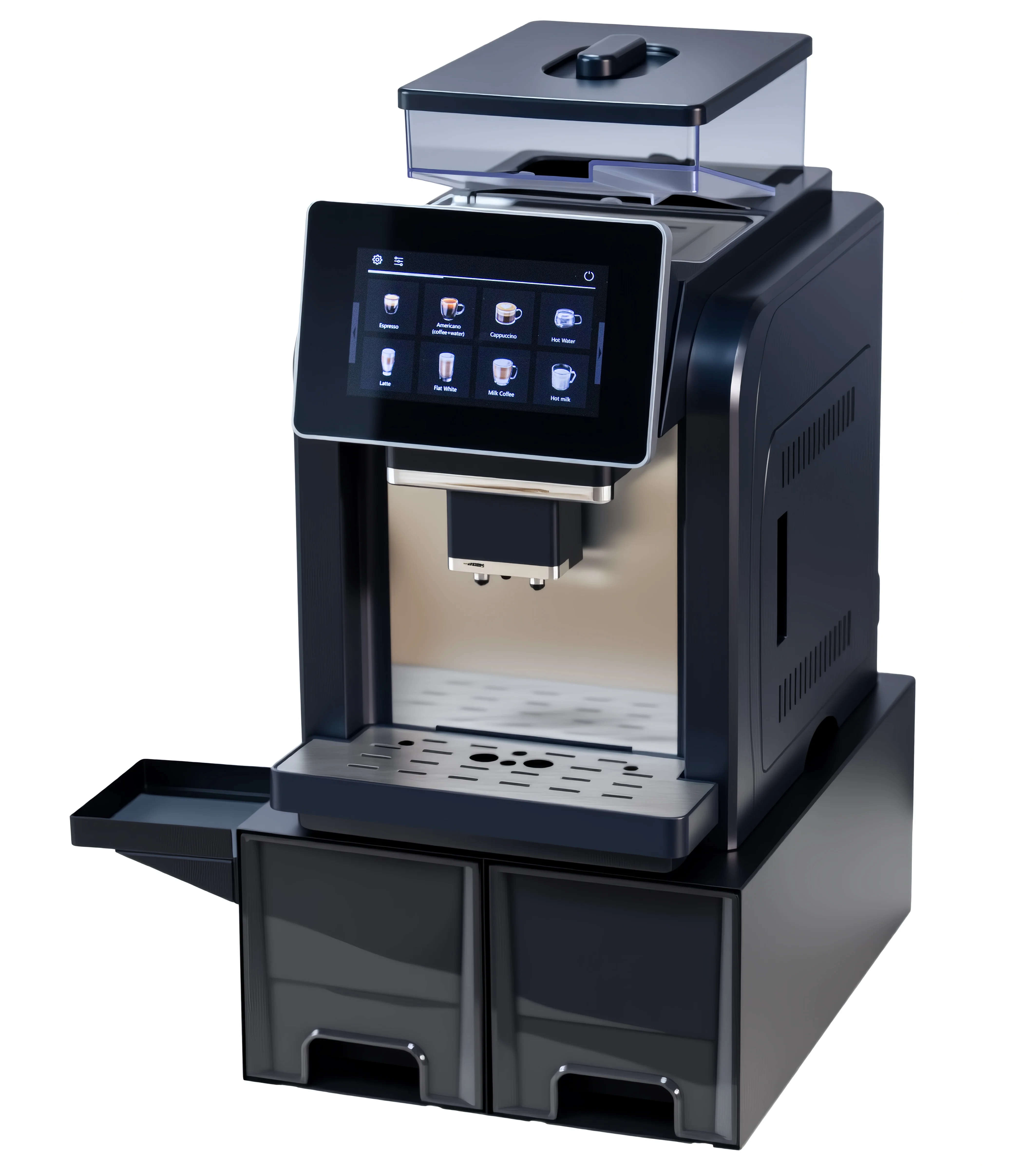 ZJZ Commercial Fully-Automatic Electric Espresso Touch Control Intelligent Coffee Maker Machine With Base Station