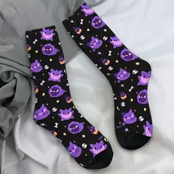 Japanese Anime Pokemon Gengar Cartoon Socks Trendy Stockings Autumn Non Slip Women Men Sock Soft Breathable Design Cycling Socks