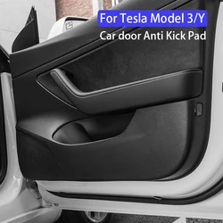 For Tesla Model Y/Model 3 2019-2023 2024 Leather door anti-kick sticker Soil-proof mat Children's kick pad Car accessories