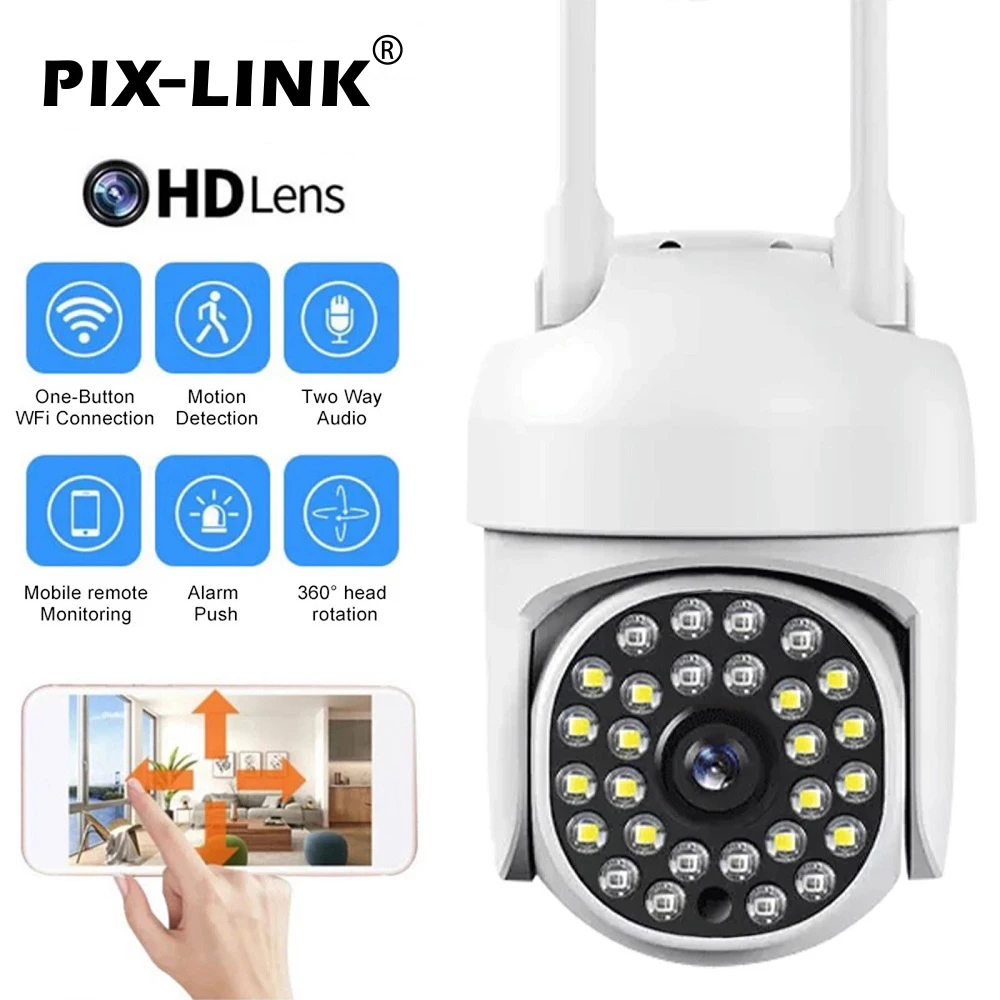 PIX-LINK 1080P Smart WiFi Camera 360° Auto Tracking Dual Light Two-Way Audio Motion Alarm IP Camera Indoor Home Security USB plu
