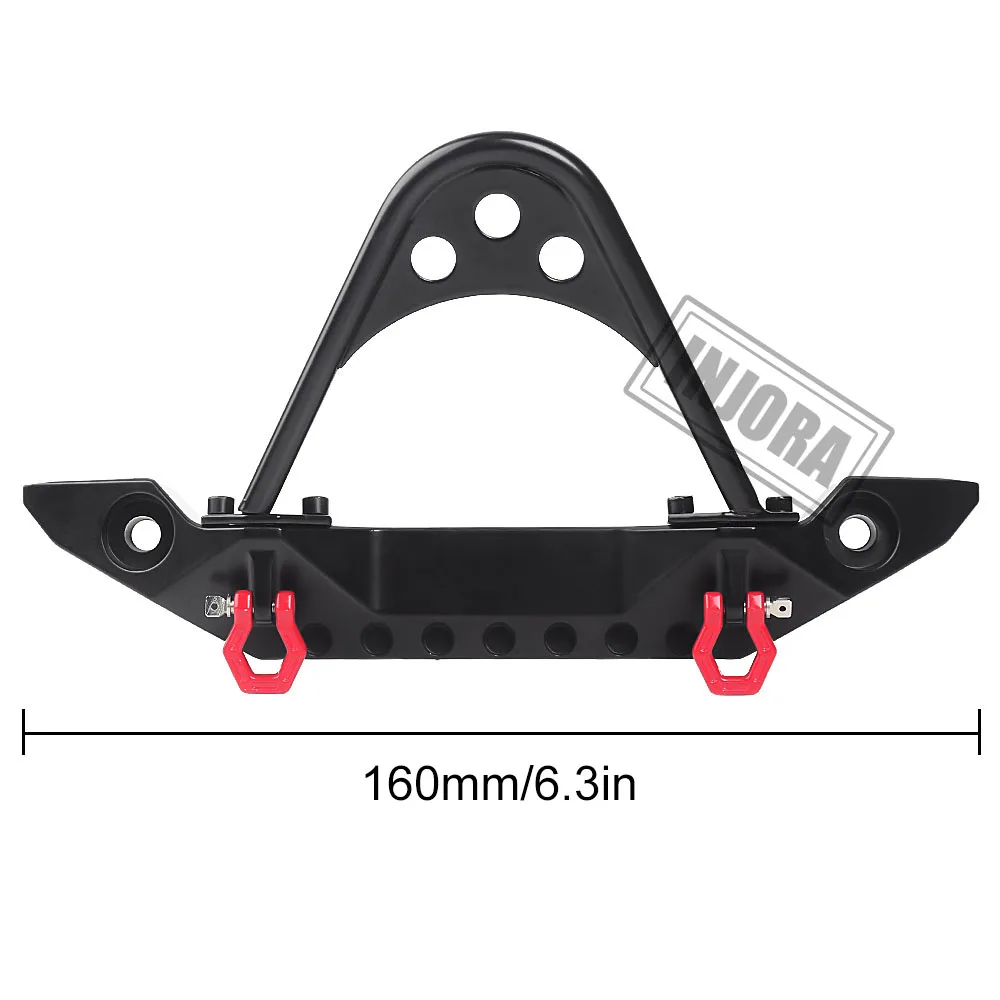 INJORA Metal Black Front Bumper with Light for 1/10 RC Crawler Car TRX-4 Axial SCX10 & SCX10 II 90046 SCX10 III AXI03007