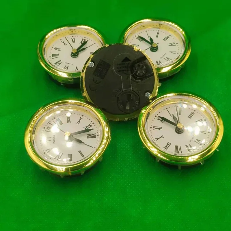 1PCS Gold Rim Diameter 50MM Insert Quartz Clock for Built - in Insert Clock Head DIY Desk Clock Mechanism