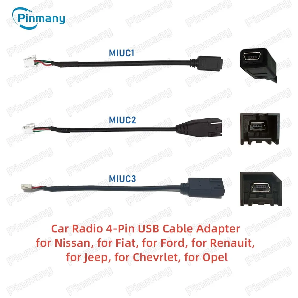 Pinmany Car Radio USB Cable Connector 4-pin 6-pin USB2.0 Audio Data Wire Harness Adapter for Opel, Chevrolet, GMC, Fiat