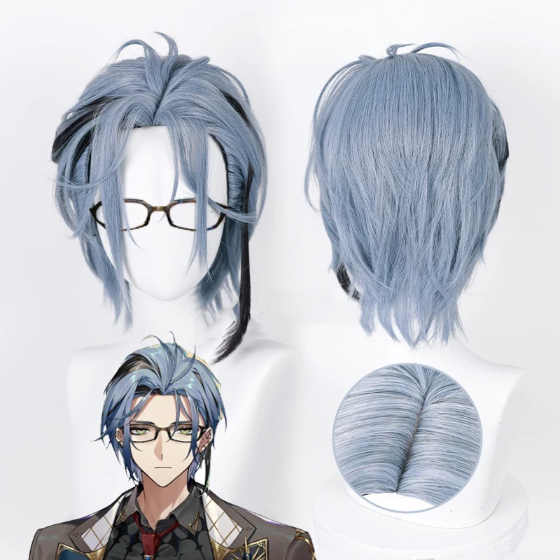 Vtuber Nijisanjien EN7 XSOLEIL Hex Haywier Cosplay Wig Blue Grey Mixed Black Wig Heat Resistant Synthetic Wig