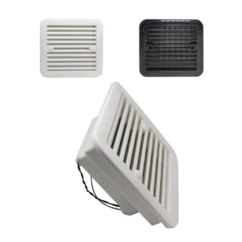 White Black Side Mount Wall Air Vent Grille RV Travel Trailer Caravan Exhaust Fan 12V