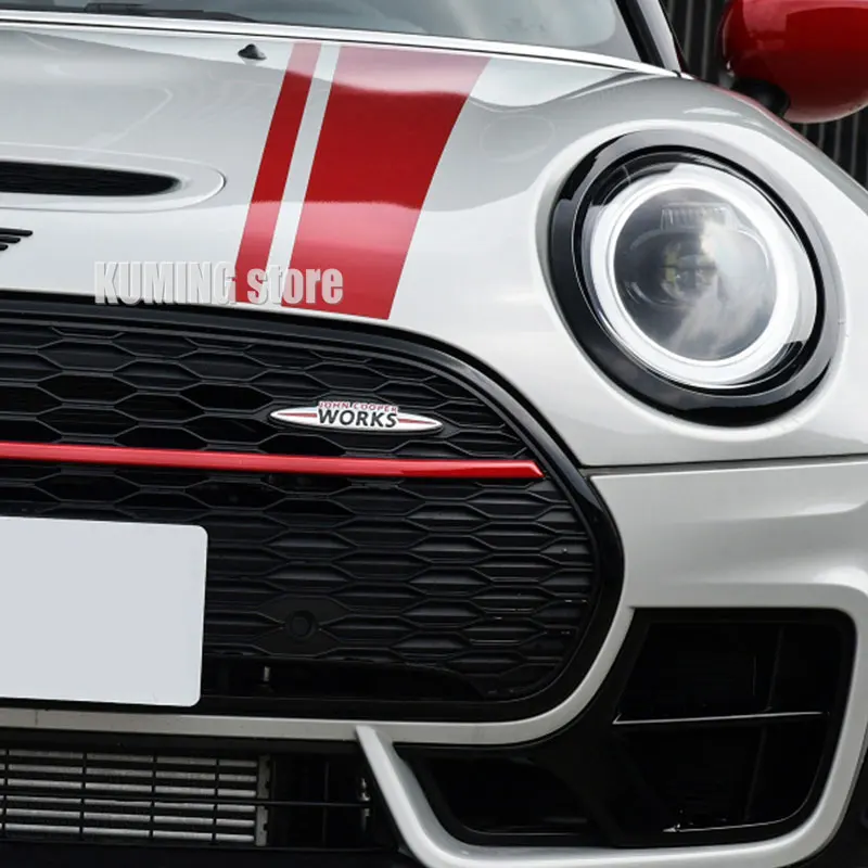 For MINI JOHN COOPER WORKS Emblem Metal Car Stickers Mini F53 F54 F55 F56 F57 R50 R52 R60 R61 Vehicle Front Grille Badge