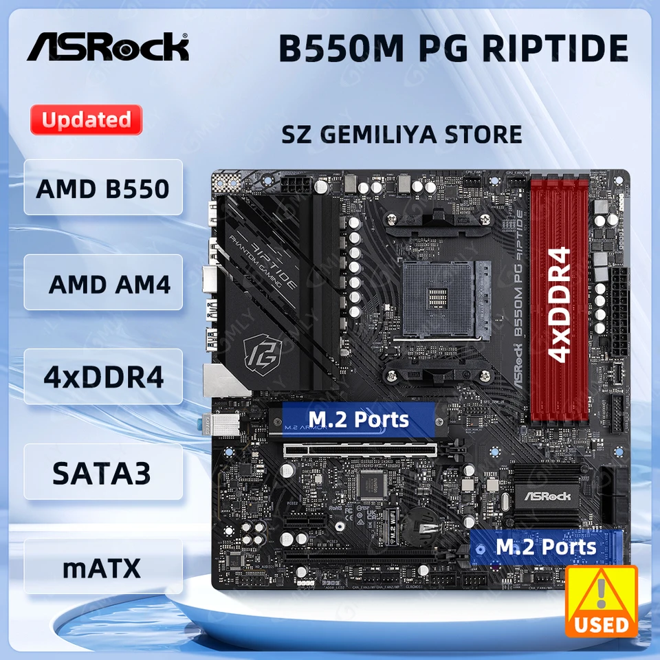 ASROCK B550 Motherboard B550M PG Riptide Motherboard AM4 128GB