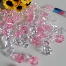 Camal 100Pcs Pink&Clear Acrylic Stones Aquarium Crystal Ice Cube DIY Decor Vase Filler Landscape Pebble Fish Tank Home Ornament