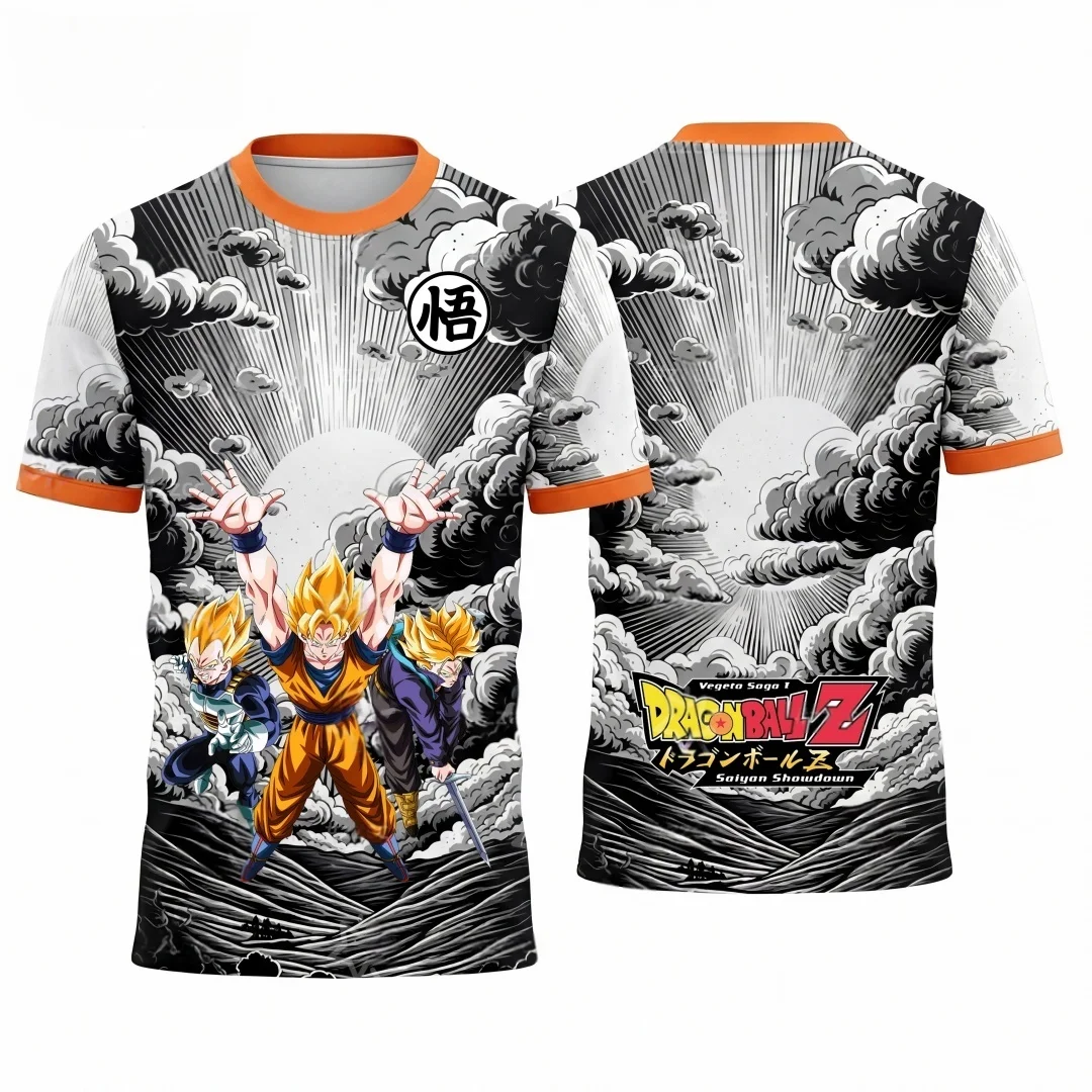 

Summer 2026 Dragon Ball Saiya Chapter Element Gas Bullet Theme 3D Printed Breathable Quick Dry T-shirt Adult Parent-child Top