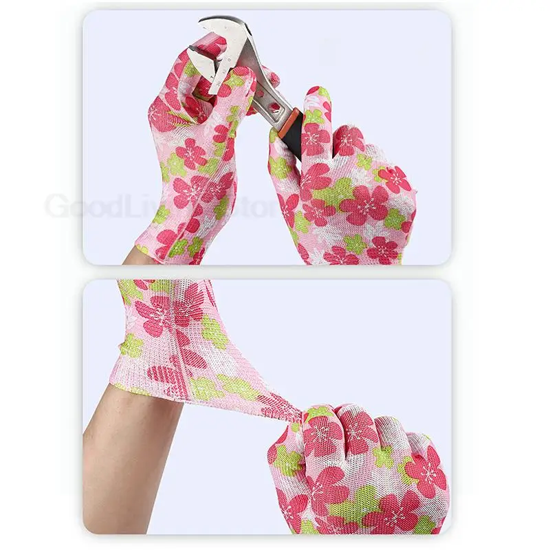 Breathable Garden Gloves Printed High Eastic Nylon Work Non-Slip Household Labor Protection Gloves For Mechanic Construction