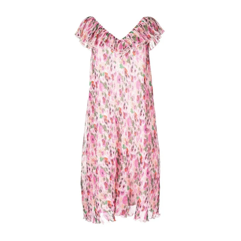 Fibspaghetti Glafur s-Robe imprimée à volants pour femmes, col en V, style de rue décontracté, robe bohème, robe maxi élégante, 2024