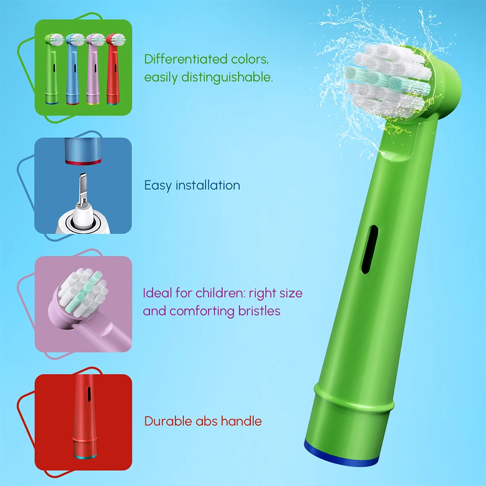 8x Kids Electric Toothbrush Replacement Heads Compatible with Oral B Braun Soft Bristles and Small Brush Head for Sensitive Care