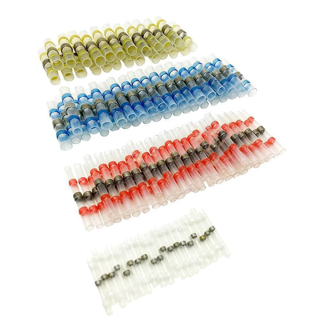 

100pcs Solder Seal Heat Shrink Butt Connectors Terminals Electrical Copper With Case(35Red 30Blue 25White 10Yellow)