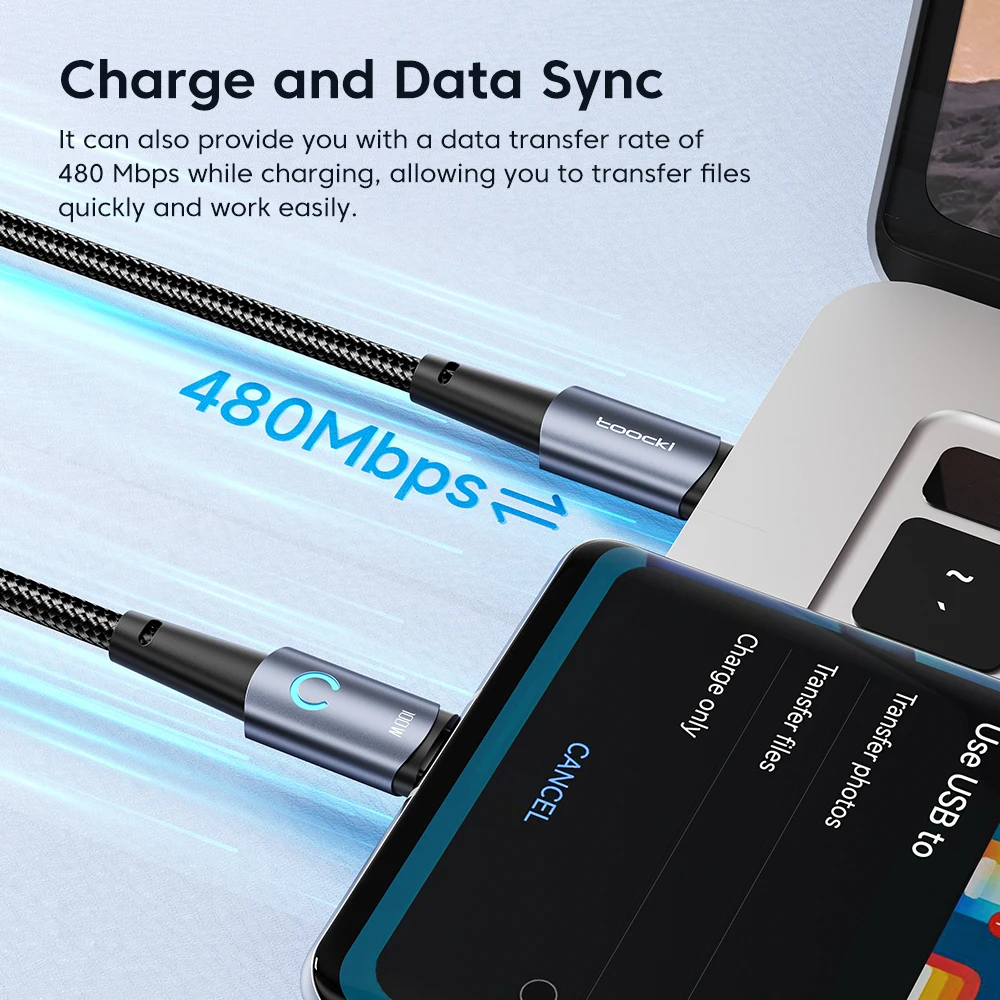 Toocki USB C To USB C Cable 100W PD Fast Charger Cord For Xiaomi Samsung Huawei MacBook iPad Pro Type C To Type C Cable Data 3M image 2