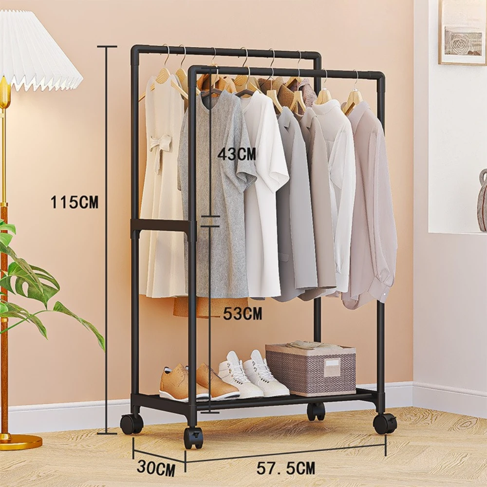 Dual Pole Clothes Hanger Multifunctional Vertical Storage Rack Household Clothes Hanger Bedroom Large Capacity Clothes Hanger