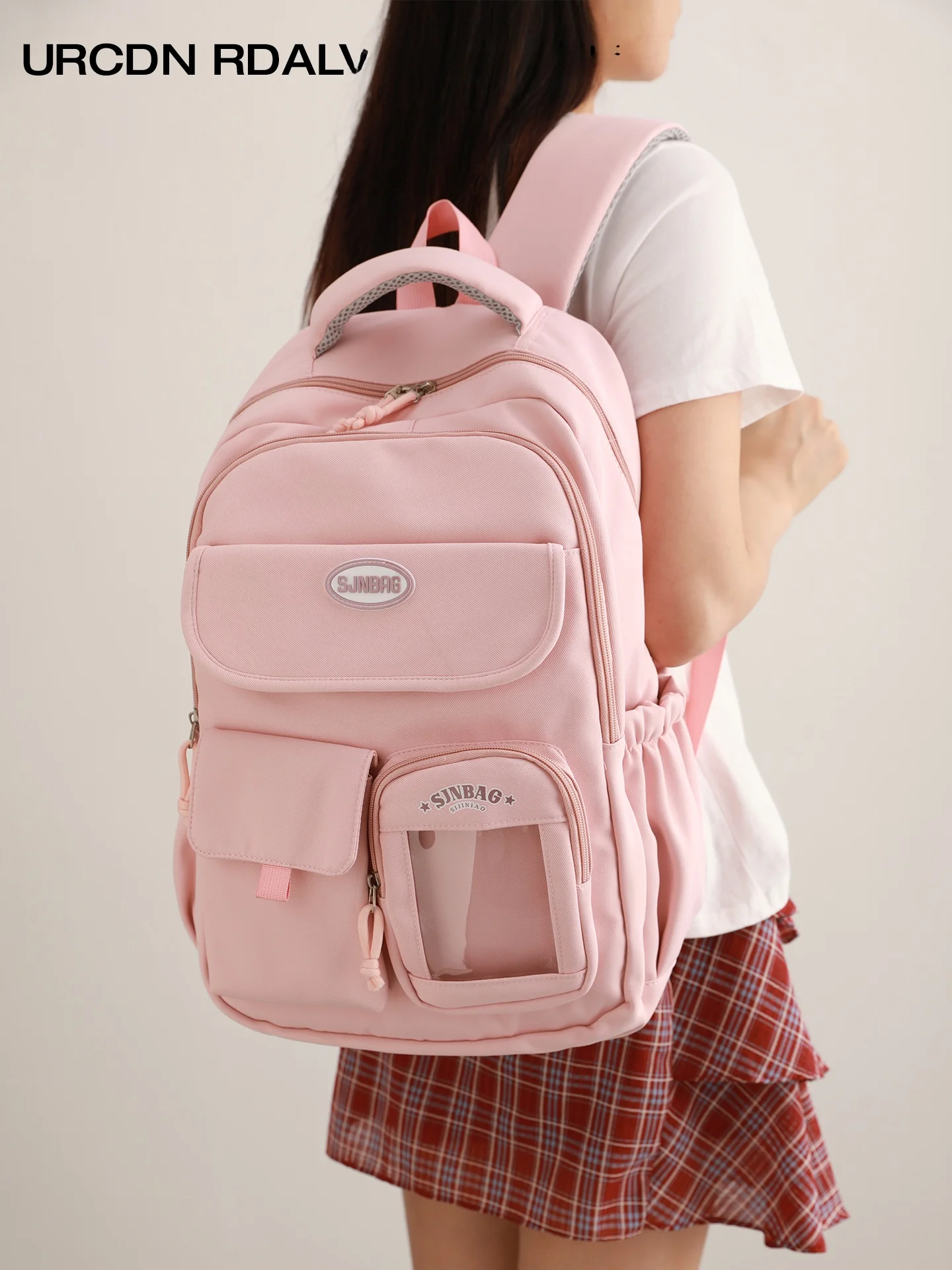 UR Розовая студенческая сумка колледжа объединитель 2025, летняя новая женская двойная сумка на плечо для путешествий, милая школьная сумка с мягкой ручкой