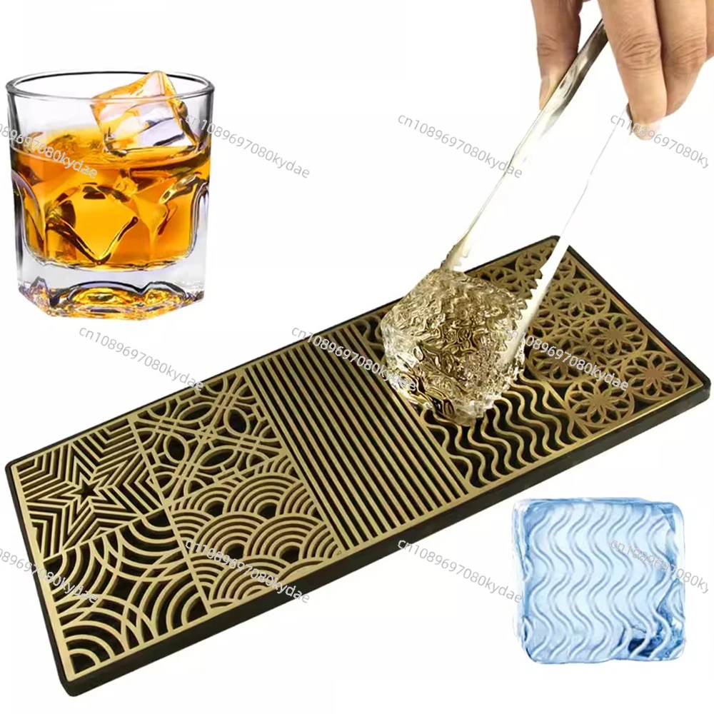 

Ice Cube Logo Pure Copper Mold DIY Brass Ice Design Stamping Plate Ice Printing Bartender Whiskey Pressing Tray Mould 290x120MM