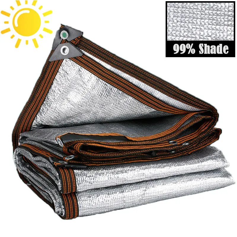 99% Shade Rate Aluminum Foil Sunshade Net Summer Silvery Reflective Sun Shelter Car Sun Shed Canopy Anti-UV Pergola Awning